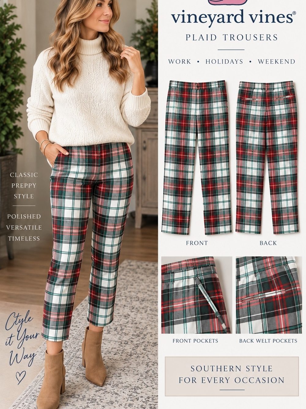 Vineyard Vines Plaid Tartan Pants Women’s Size 10